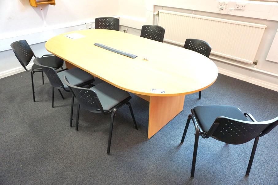 Beech effect office table, 2400x1200mm with 7x BOF...