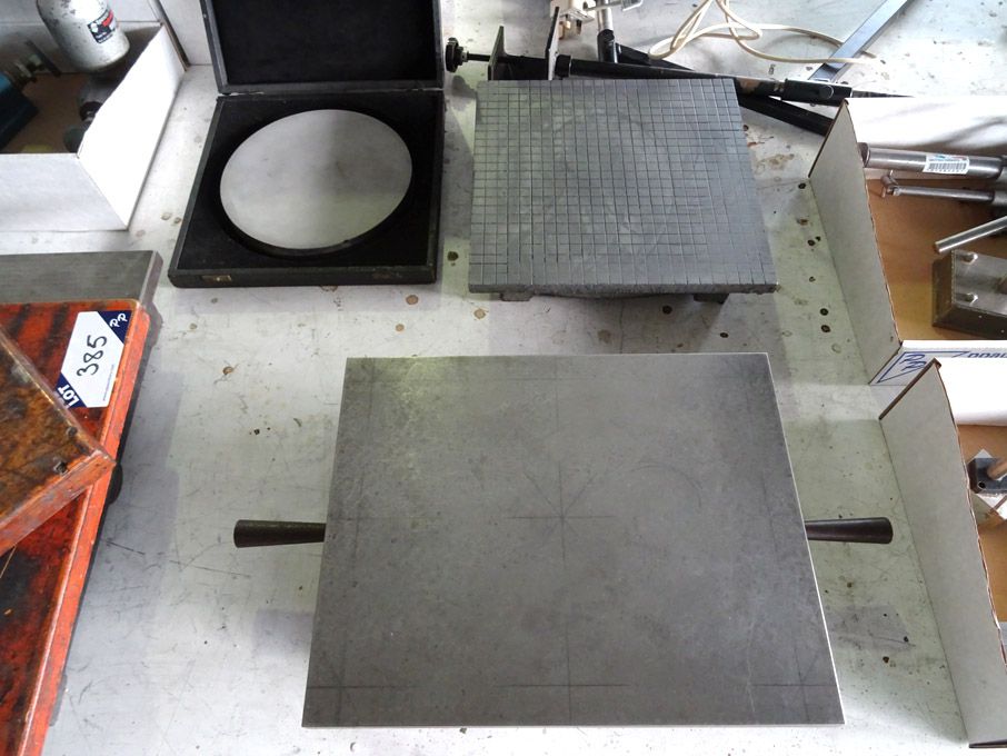 15x12" CI surface plate, 12x12" lapping plate, 9"...